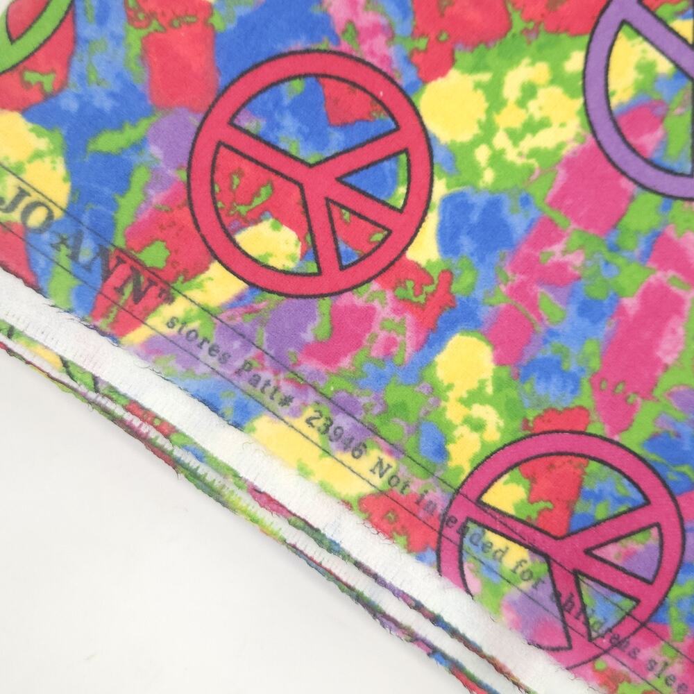 OOP Flannel Cotton Peace Quilting Apparel Sewing Novelty Hippie Retro 5.39yds - Picture 4 of 5